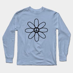 Peace Sign Black Flower Long Sleeve T-Shirt